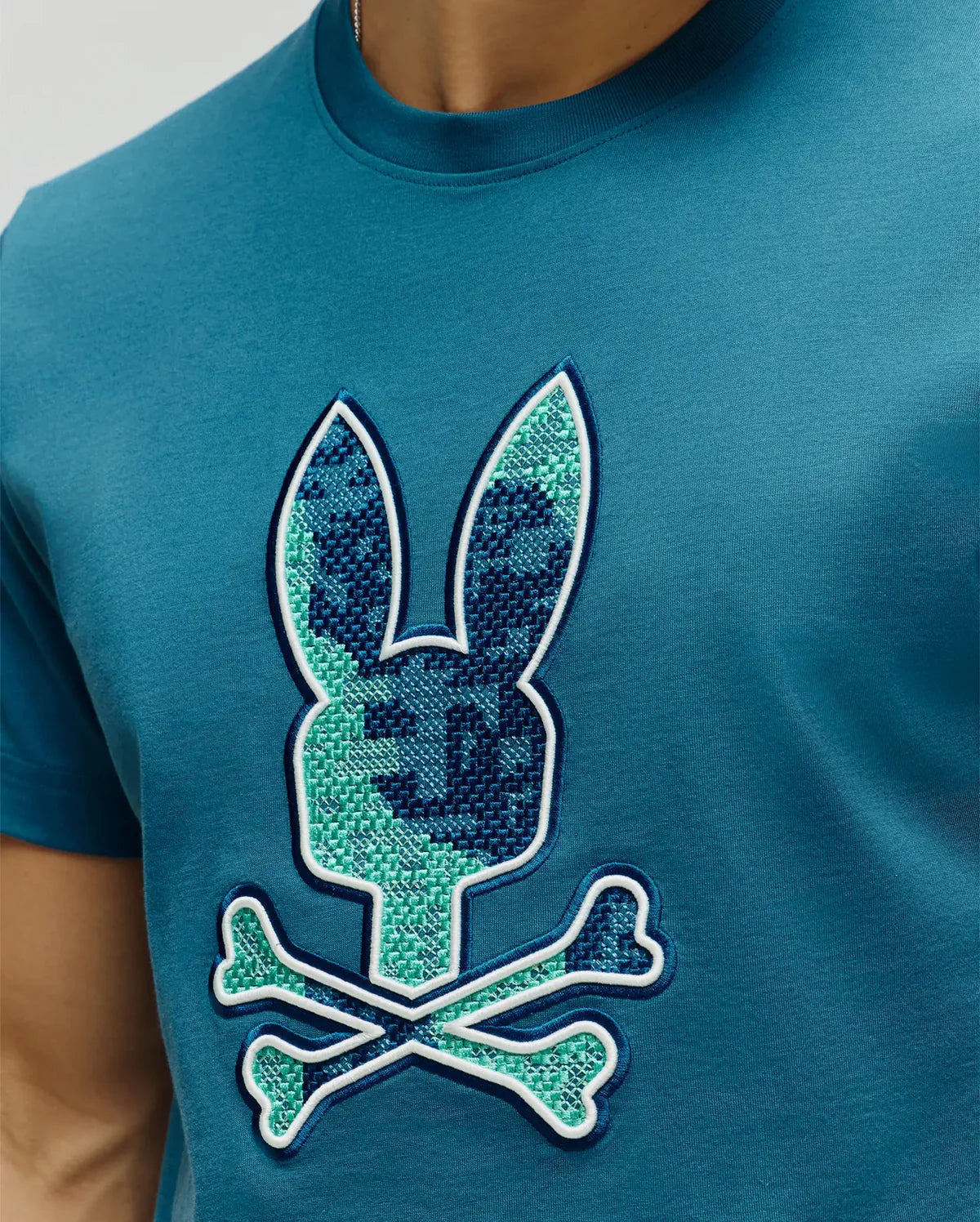 PSYCHO BUNNY CAMISETA ESTAMPADA BORDADA OLIVIER PARA CABALLERO HOMBRE AZUL MT0200200406