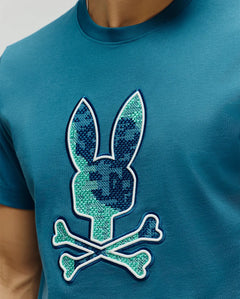 PSYCHO BUNNY CAMISETA ESTAMPADA BORDADA OLIVIER PARA CABALLERO HOMBRE AZUL MT0200200406