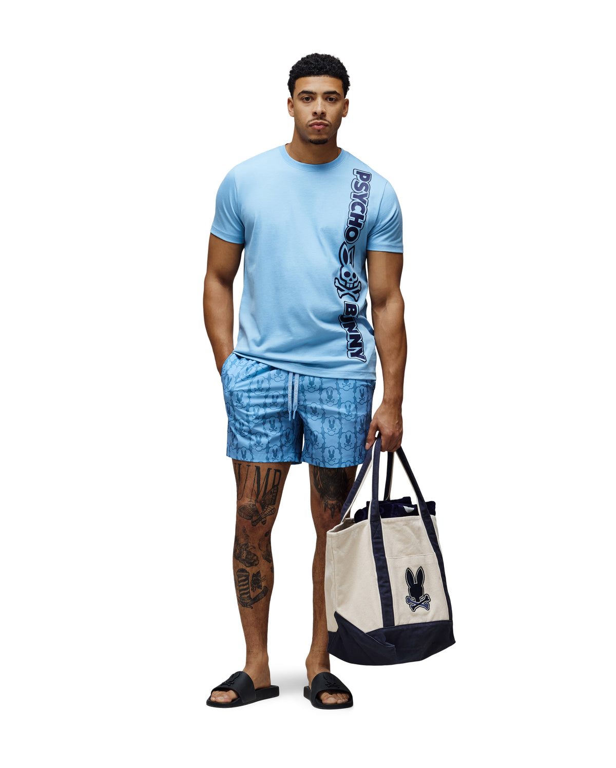 PSYCHO BUNNY CAMISETA TOBY CON LOGO EN TEXTO PARA CABALLERO HOMBRE AZUL MT0200221407