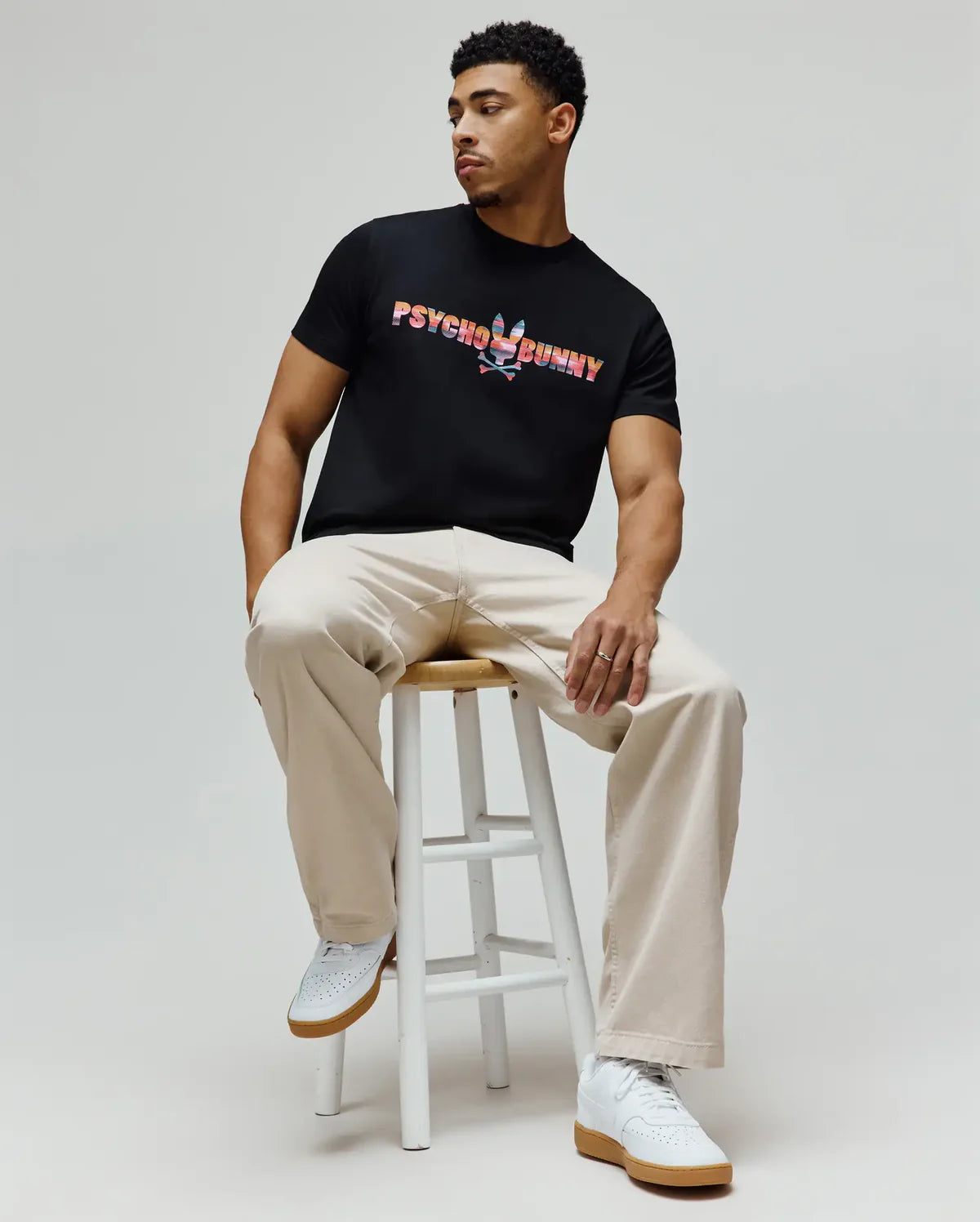 PSYCHO BUNNY CAMISETA RAPHAEL CON LOGO EN TEXTO PARA CABALLERO HOMBRE NEGRO MT0200337001