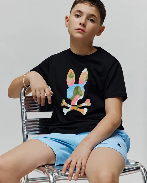T-SHIRT PSYCHO BUNNY PARA NIÑO COLOR NEGRO KT0200163001