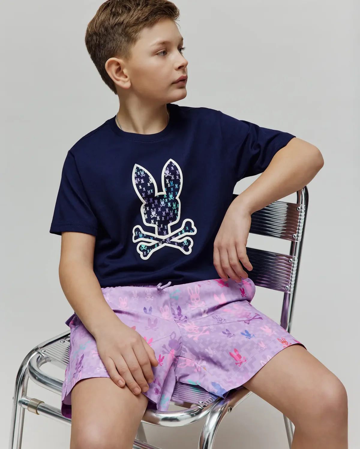 PSYCHO BUNNY CAMISETA ESTAMPADA NEV BUNNY PARA NIÑO NIÑO AZUL KT0200141402