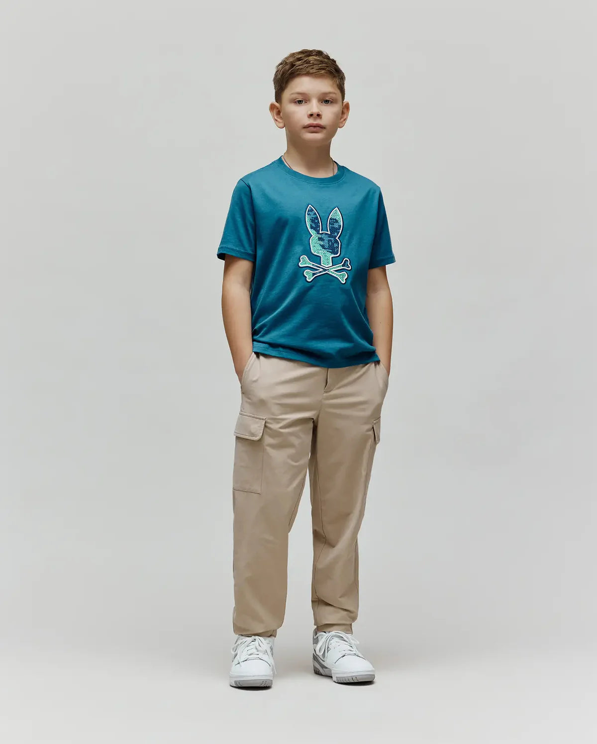 PSYCHO BUNNY CAMISETA ESTAMPADA BORDADA OLIVIER PARA NIÑO NIÑO AZUL KT0200164406