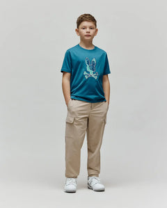 PSYCHO BUNNY CAMISETA ESTAMPADA BORDADA OLIVIER PARA NIÑO NIÑO AZUL KT0200164406