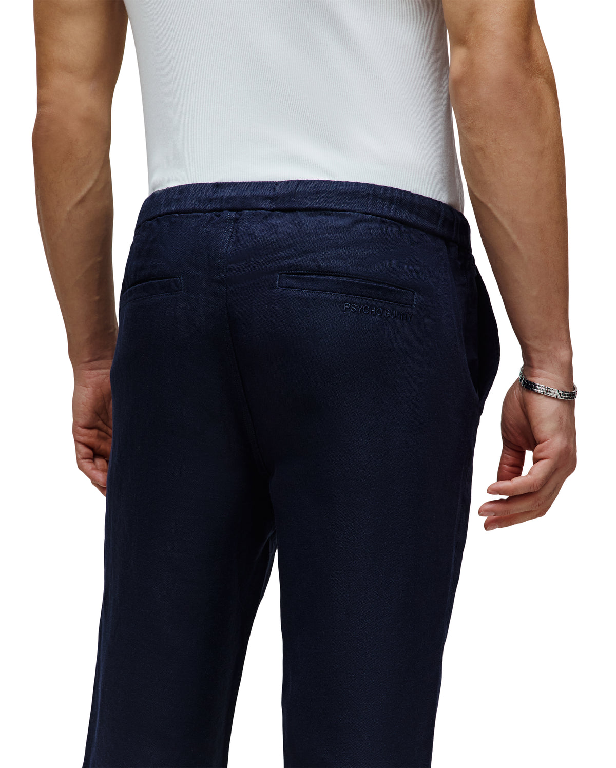 PSYCHO BUNNY PANTALÓN DE MEZCLA DE LINO CON CORDÓN FATE PARA CABALLERO HOMBRE AZUL B6P471C200423