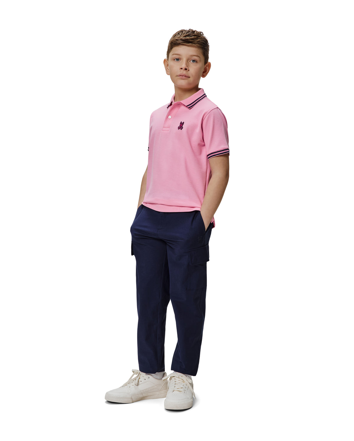 POLO M/C PSYCHO BUNNY PARA NIÑO COLOR ROSADO KT0100082652