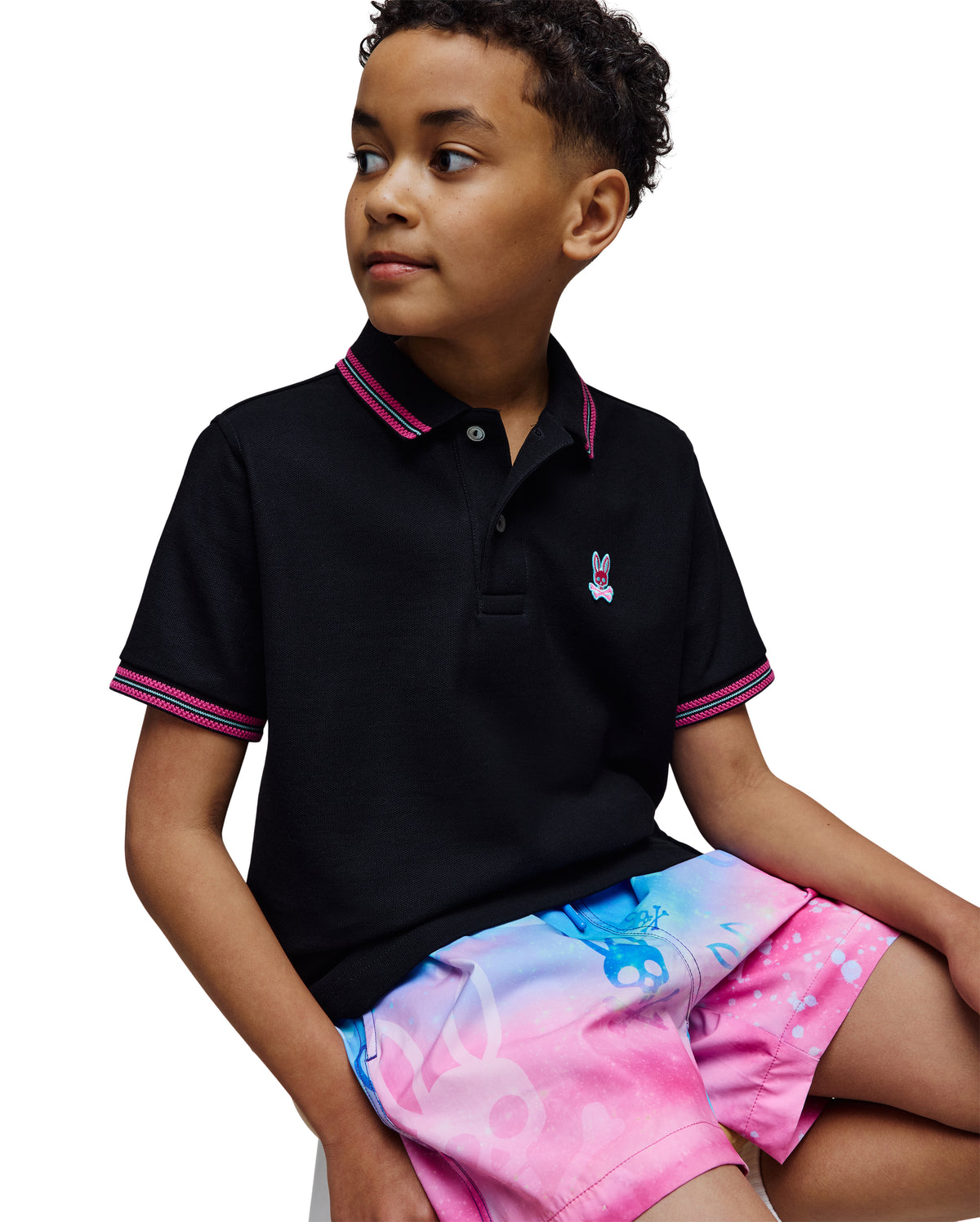 POLO M/C PSYCHO BUNNY PARA NIÑO COLOR NEGRO KT0100082001