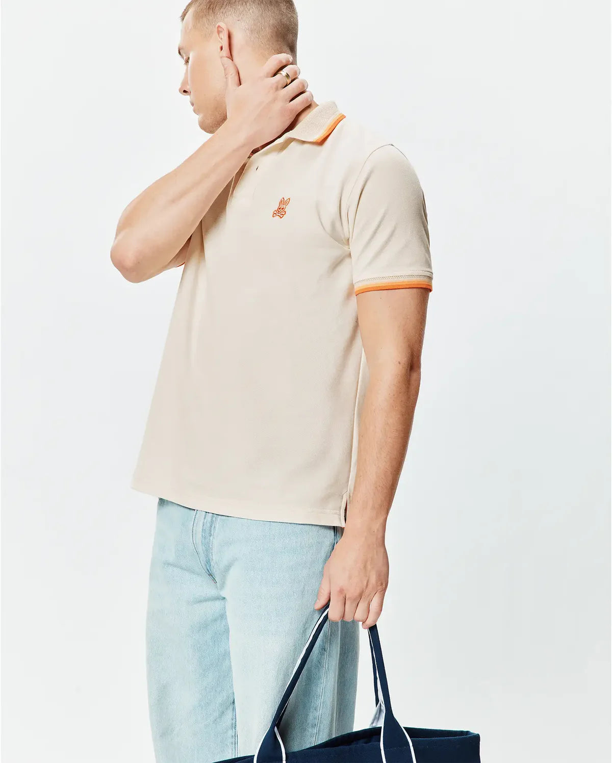 POLO M/C PSYCHO BUNNY PARA HOMBRE COLOR BEIGE MT0100184254