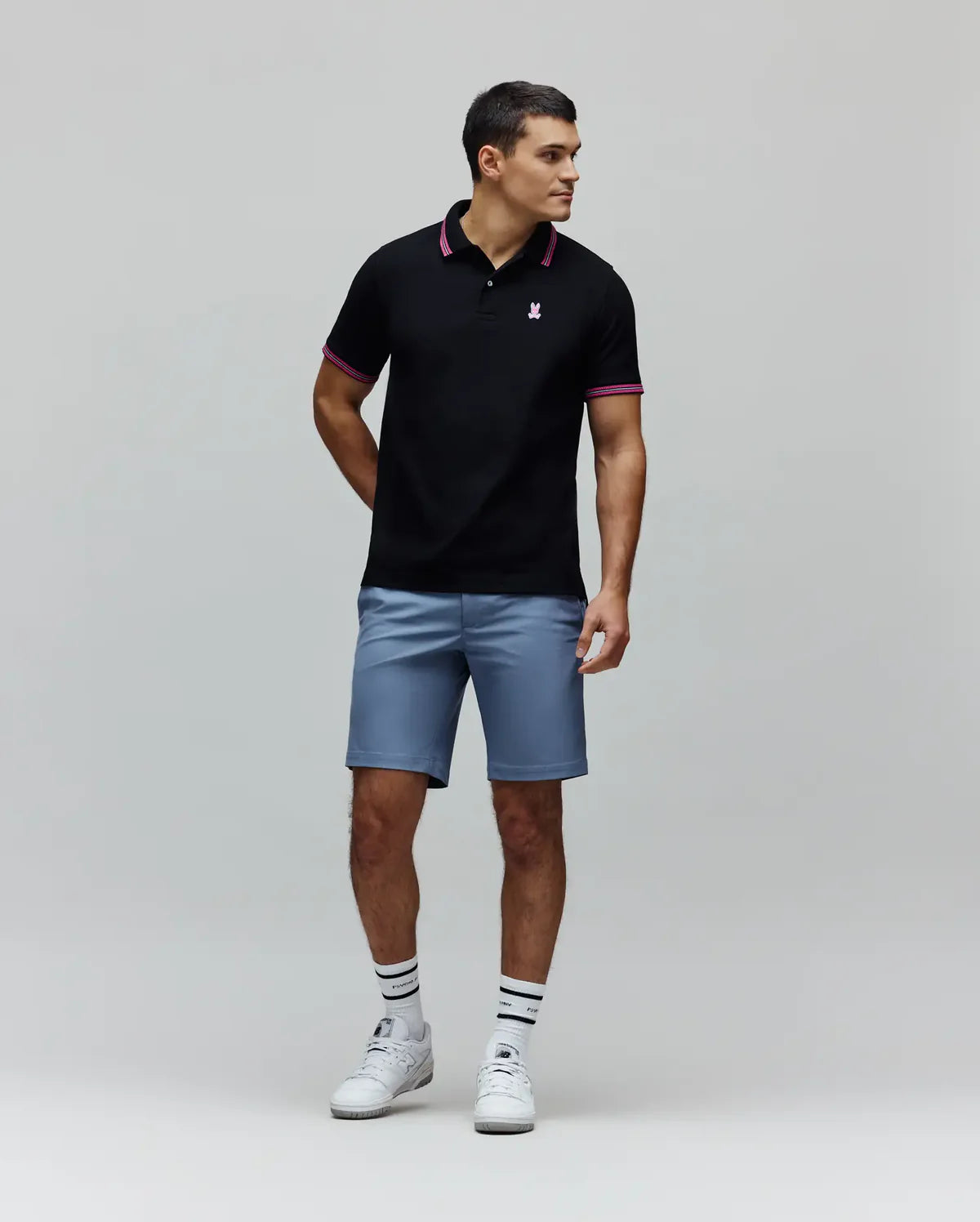 POLO M/C PSYCHO BUNNY PARA HOMBRE COLOR NEGRO MT0100127001