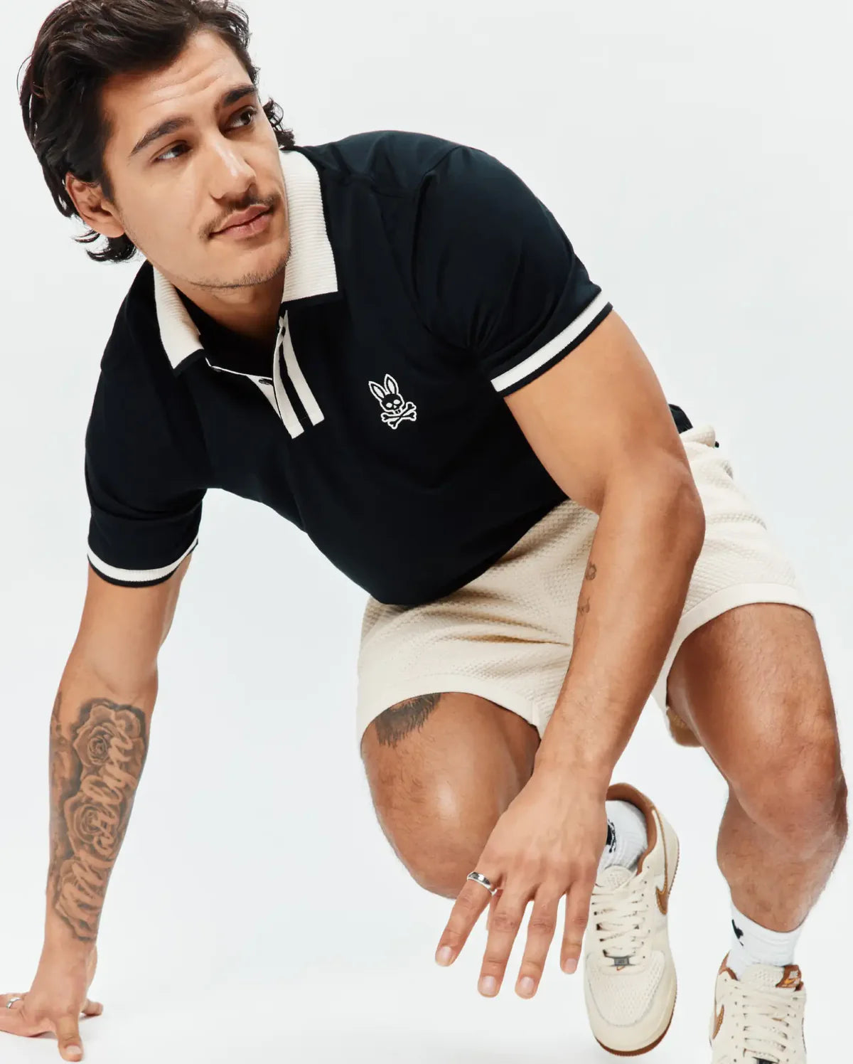 POLO M/C PSYCHO BUNNY PARA HOMBRE COLOR NEGRO MT0100192001