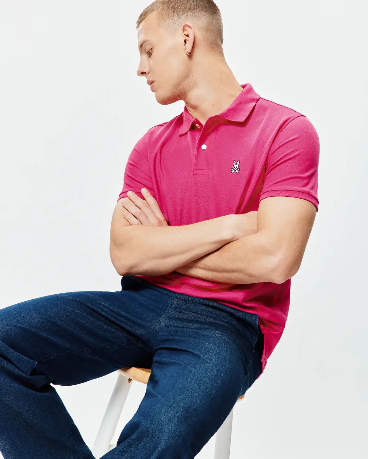 POLO M/C PSYCHO BUNNY PARA HOMBRE COLOR ROSADO B6K001F200665