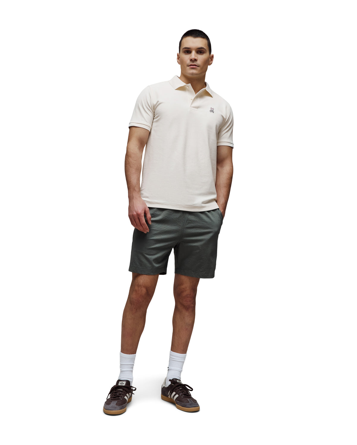 POLO M/C PSYCHO BUNNY PARA HOMBRE COLOR BLANCO B6K001F200250