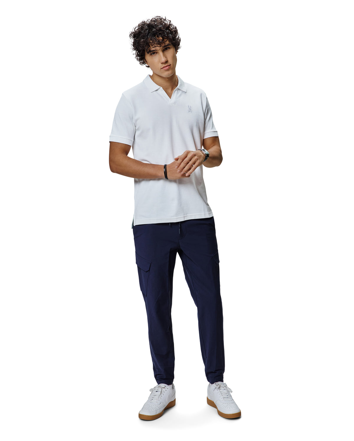 POLO M/C PSYCHO BUNNY PARA HOMBRE COLOR BLANCO MT0100180100
