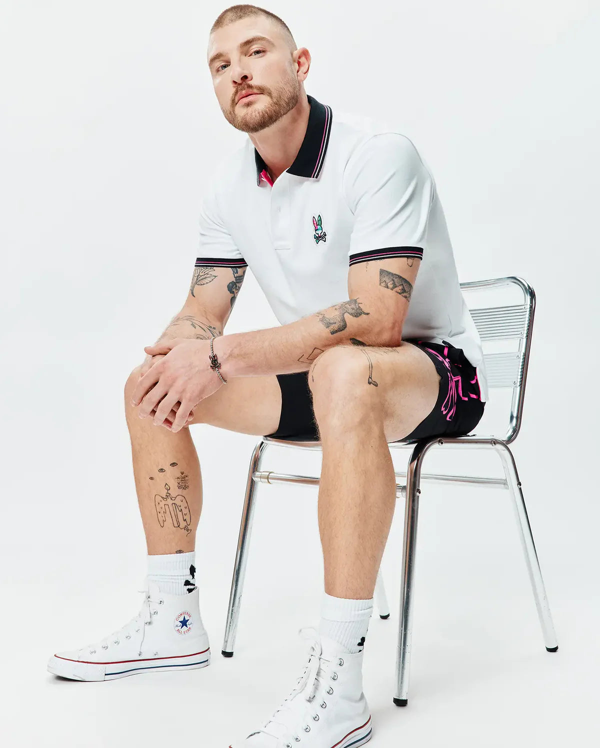 POLO M/C PSYCHO BUNNY PARA HOMBRE COLOR BLANCO MT0100186100