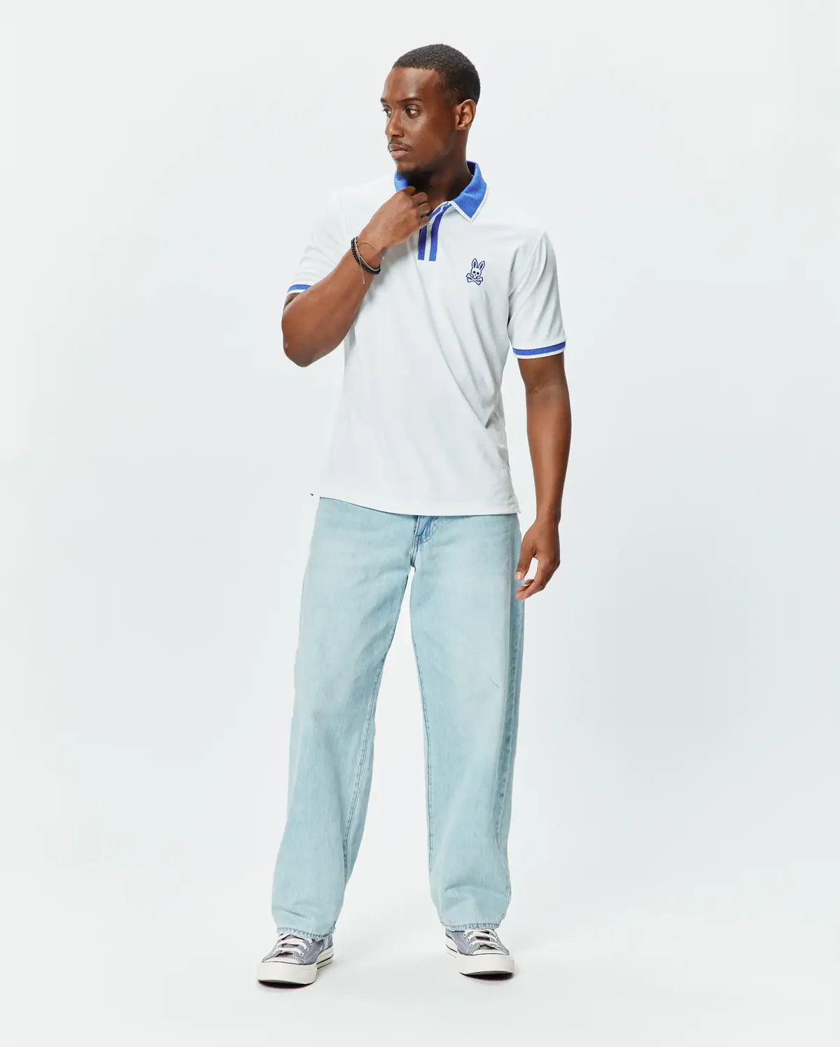 POLO M/C PSYCHO BUNNY PARA HOMBRE COLOR BLANCO MT0100192100