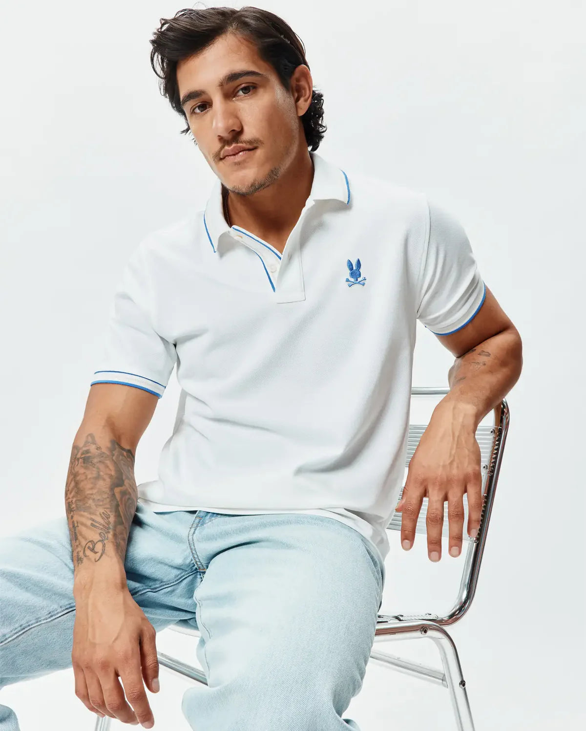 POLO M/C PSYCHO BUNNY PARA HOMBRE COLOR BLANCO MT0100193100