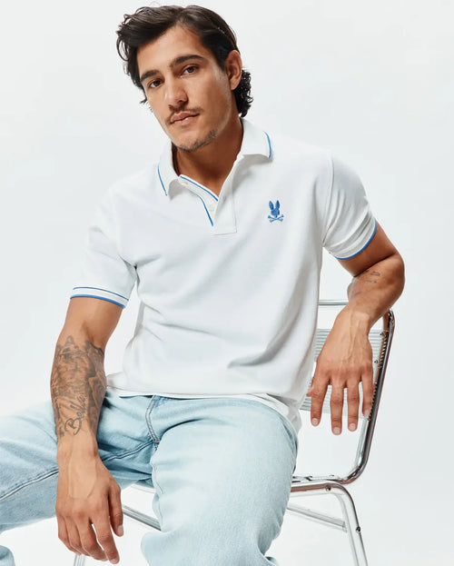 POLO M/C PSYCHO BUNNY PARA HOMBRE COLOR BLANCO MT0100193100