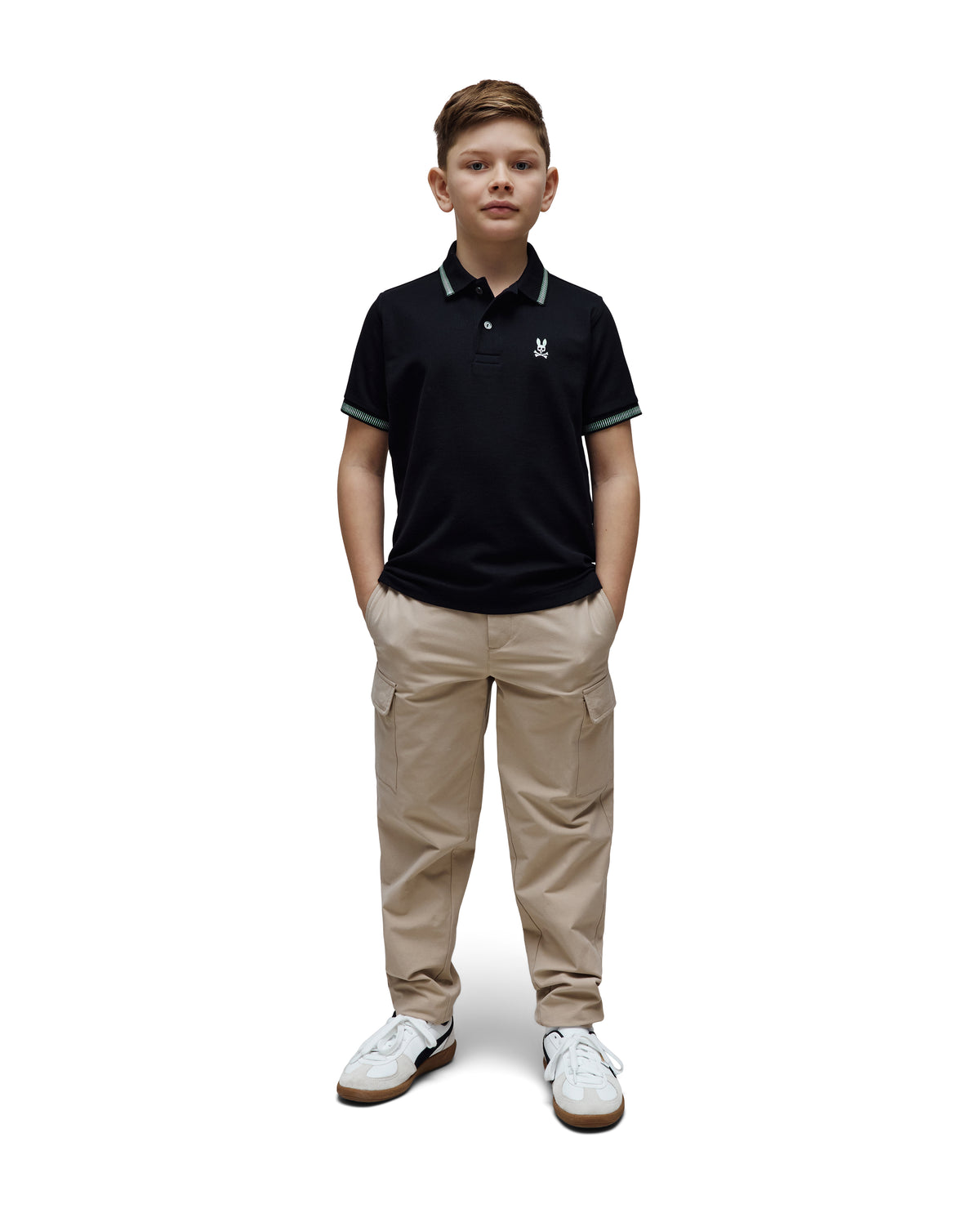 POLO M/C PSYCHO BUNNY PARA NIÑO COLOR NEGRO KT0100078001