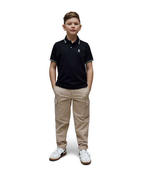 POLO M/C PSYCHO BUNNY PARA NIÑO COLOR NEGRO KT0100078001
