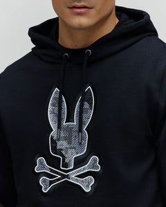 PSYCHO BUNNY SUDADERA CON CAPUCHA CON LOGO BORDADO PIXELADO OLIVIER PARA CABALLERO HOMBRE NEGRO MT0500141001
