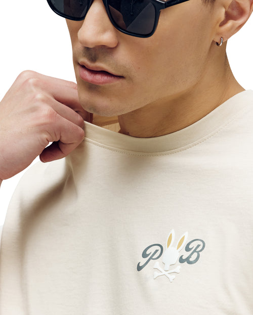 PSYCHO BUNNY CAMISETA HOMBRE CUELLO REDONDO BEIGE