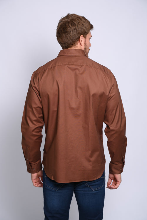 NAUTICA CAMISA MANGA LARGA DE HOMBRE MARRON