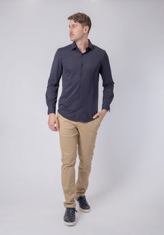 CARVEN CAMISA M/L HOMBRE AZUL CVA01900NV