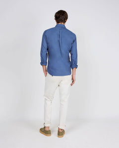 Camisa Algodón Garment Dyed EL GANSO HOMBRE AZUL