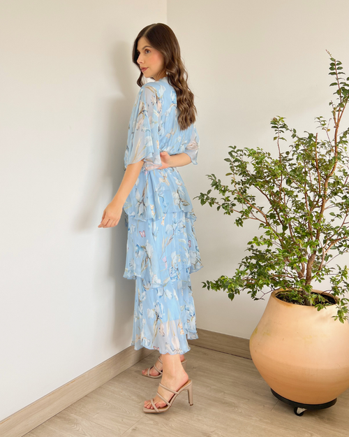 VESTIDO PRIMIA ROMINA FLORAL AZUL