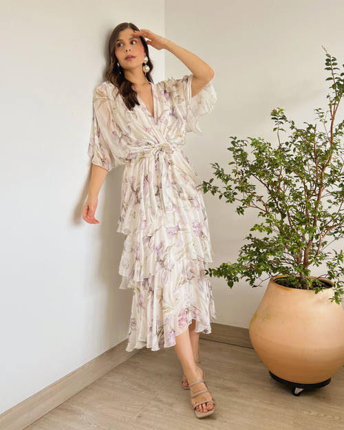 VESTIDO PRIMIA ROMINA FLORAL VIOLETA
