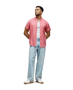 PSYCHO BUNNY CAMISA MANGA CORTA DE LINO ALDINE PARA CABALLERO HOMBRE ROJO B6Q679C200663