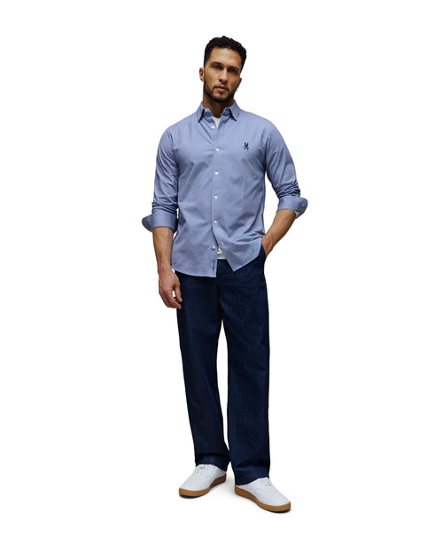 PSYCHO BUNNY CAMISA MANGA LARGA MICRO ESTAMPADA ARSAM PARA CABALLERO HOMBRE AZUL MT0300158404