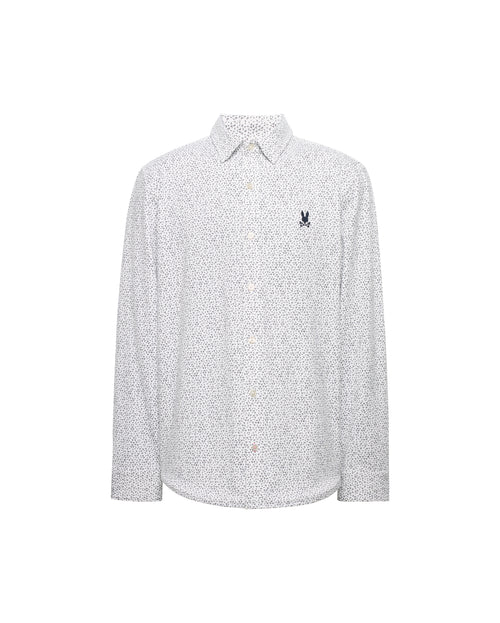 PSYCHO BUNNY CAMISA MANGA LARGA MICRO ESTAMPADA SAFFA PARA CABALLERO HOMBRE BLANCO MT0300157100