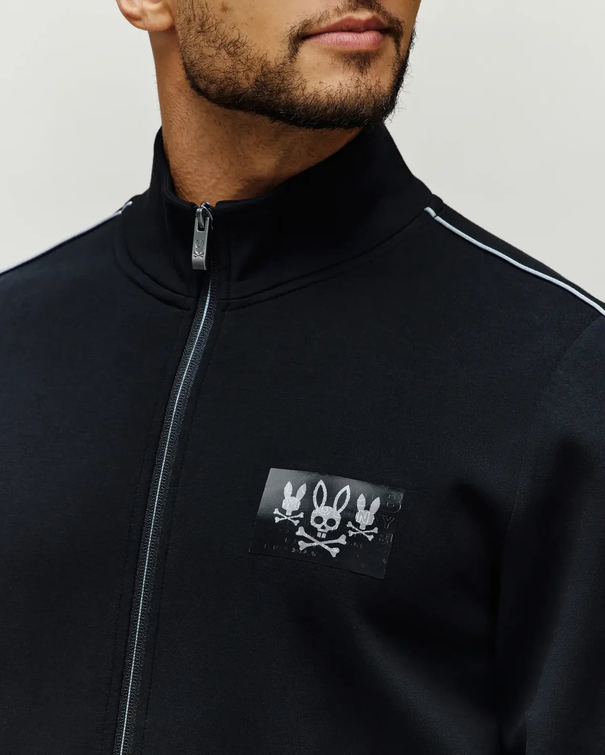 PSYCHO BUNNY CHAQUETA CON DOBLE ESTAMPADO JARVIS PARA CABALLERO HOMBRE NEGRO MT0500128001