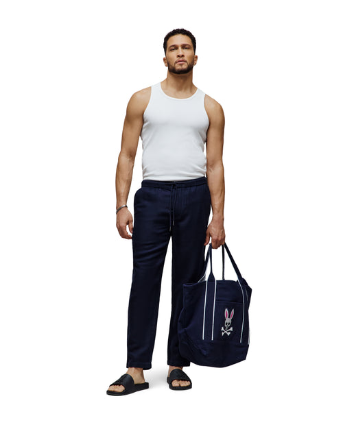 PSYCHO BUNNY PANTALÓN DE MEZCLA DE LINO CON CORDÓN FATE PARA CABALLERO HOMBRE AZUL B6P471C200423