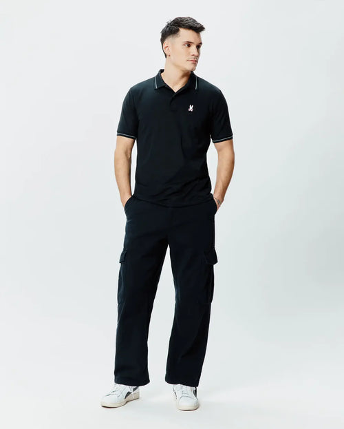 POLO M/C PSYCHO BUNNY PARA HOMBRE COLOR NEGRO MT0100183001