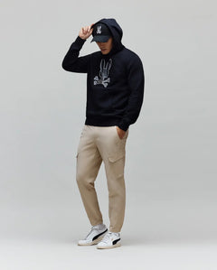 PSYCHO BUNNY SUDADERA CON CAPUCHA CON LOGO BORDADO PIXELADO OLIVIER PARA CABALLERO HOMBRE NEGRO MT0500141001