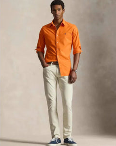 Camisa Manga Larga Cubdppcs-Long Sleeve-Sport Shirt Ralph Lauren Para Hombre De Color Naranja
