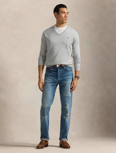 Sueter Ls Sf Vn Pp-Long Sleeve-Sweater Ralph Lauren Para Hombre De Color Gris