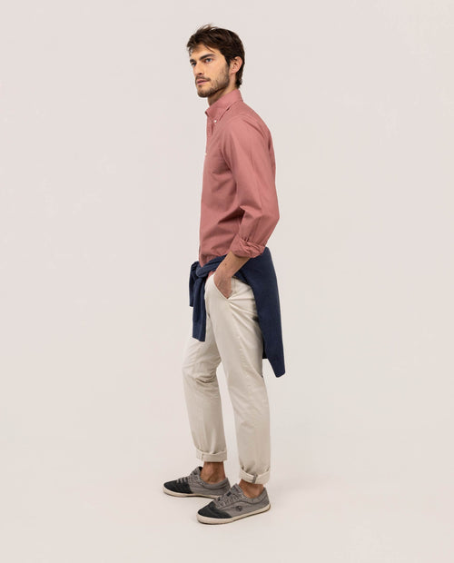 Camisa Algodón Garment Dyed EL GANSO HOMBRE ROJO