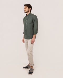Camisa Algodón Garment Dyed EL GANSO HOMBRE VERDE