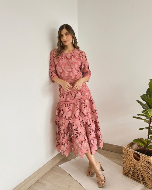 VESTIDO PRIMIA MACADAMIA ROSA ROSA