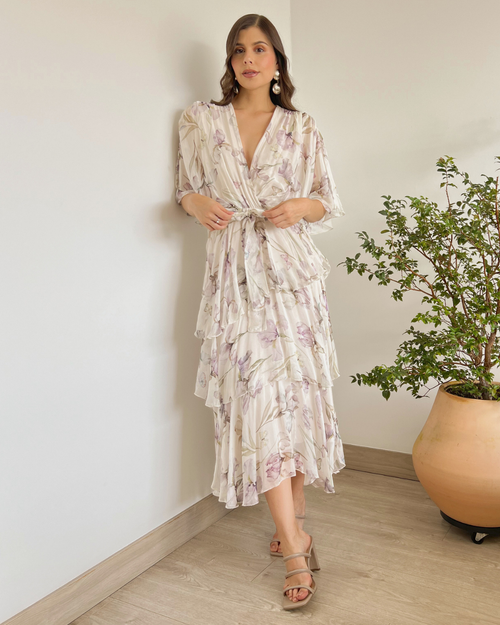 VESTIDO PRIMIA ROMINA FLORAL VIOLETA
