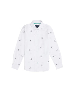 psycho bunny camisa niño manga larga blanco