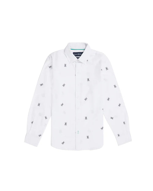 psycho bunny camisa niño manga larga blanco