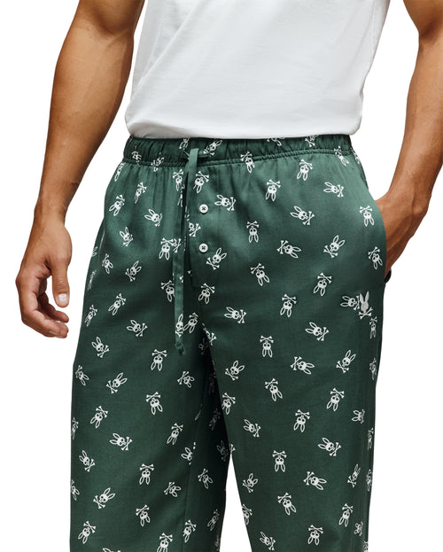 PSYCHO BUNNY CONJUNTO DE PIJAMA PARA HOMBRE VERDE
