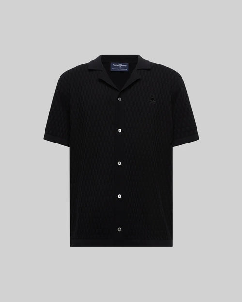 CAMISA M/C PSYCHO BUNNY PARA HOMBRE COLOR NEGRO MT0300144001