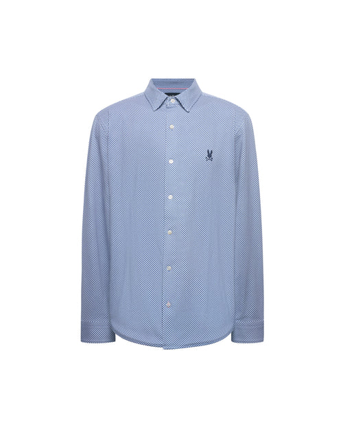 PSYCHO BUNNY CAMISA MANGA LARGA MICRO ESTAMPADA ARSAM PARA CABALLERO HOMBRE AZUL MT0300158404