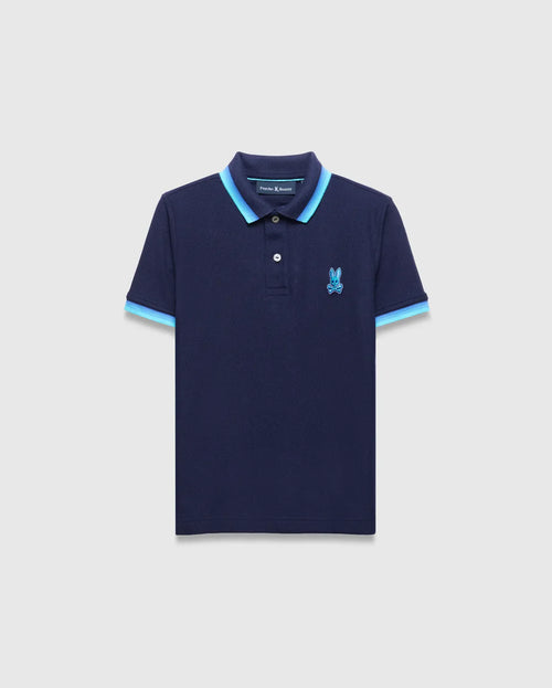 POLO M/C PSYCHO BUNNY PARA NIÑO COLOR AZUL KT0100100322