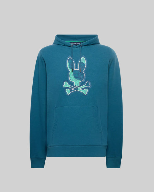 PSYCHO BUNNY SUDADERA CON CAPUCHA CON LOGO BORDADO PIXELADO OLIVIER PARA CABALLERO HOMBRE AZUL MT0500141406